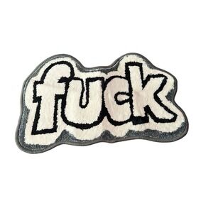 NEW novelty home decor rug  F WORD swearing black grey white 23x15 inches